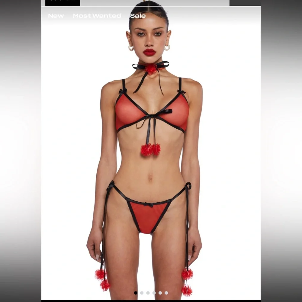 Sugar Thrillz X Dolls‎ Kill Red Riviera Bliss RIVIERA BLISS Lingerie Set NWT XL